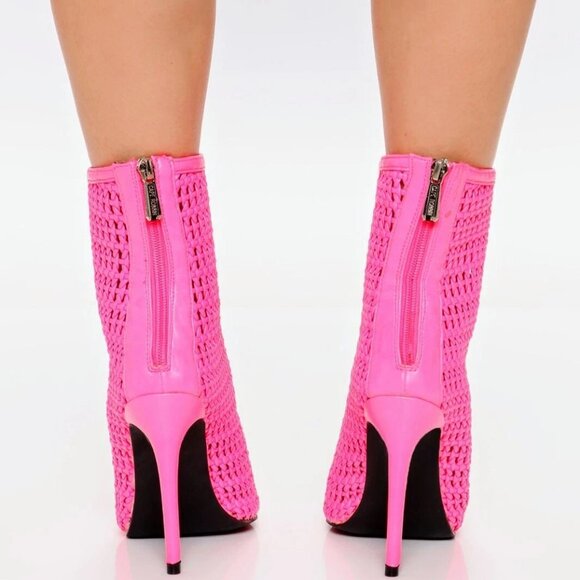 Hot Pink Peep-Toe Stiletto Booties - Size 10 - NWT ! - Picture 3 of 4